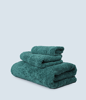 特厚水洗布包边毛巾三件套 -- 孔雀绿